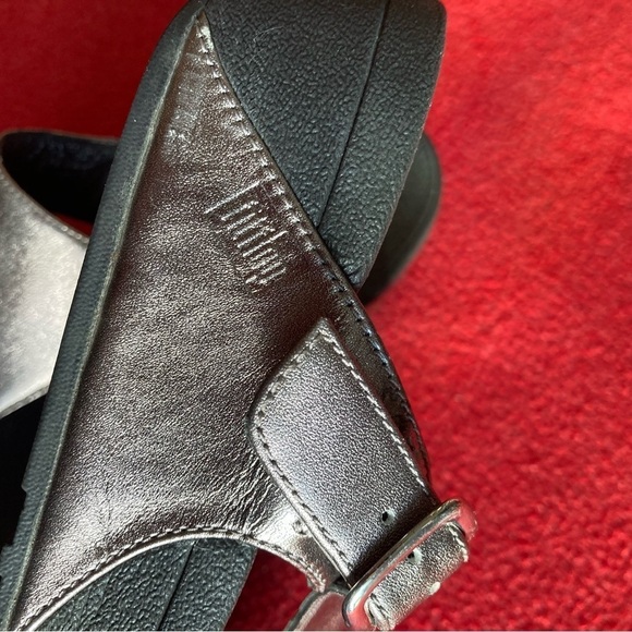 FITFLOP Sz 9  Sarna Slip On Flip Flop Style Toe Post Thong Slides Sandals Pewter - Picture 6 of 9